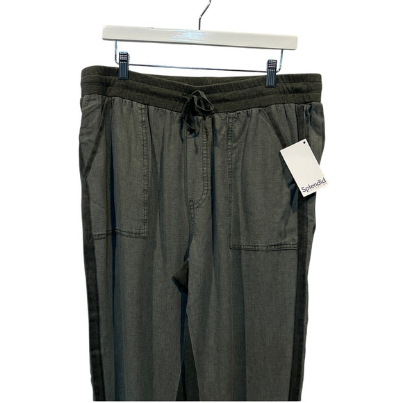 SPLENDID WOMENS MEDIUM DRAWSTRING LINEN BLEND LAKESIDE JOGGER GREEN NEW - Picture 6 of 12